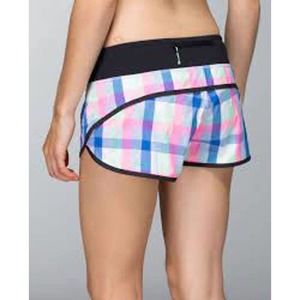 Lululemon Run: Speed Short 2-way Stretch Pop Plaid Reflective